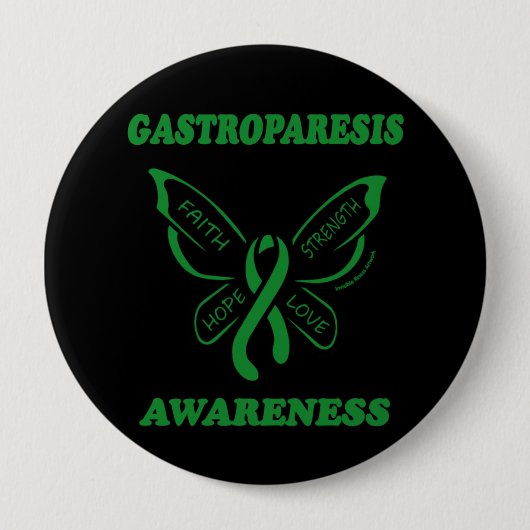 Butterfly/Awareness... Gastro-parese Ronde Button 4,0 Cm (Voorkant)