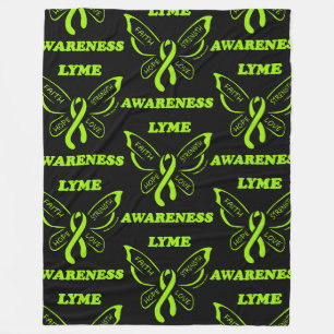 Butterfly/Awareness... Lyme disease fleece Blanket Deken