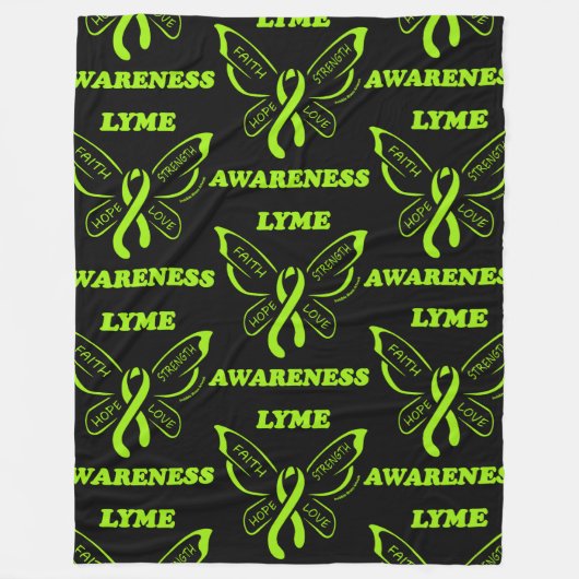 Butterfly/Awareness... Lyme disease fleece Blanket Deken (Voorkant)