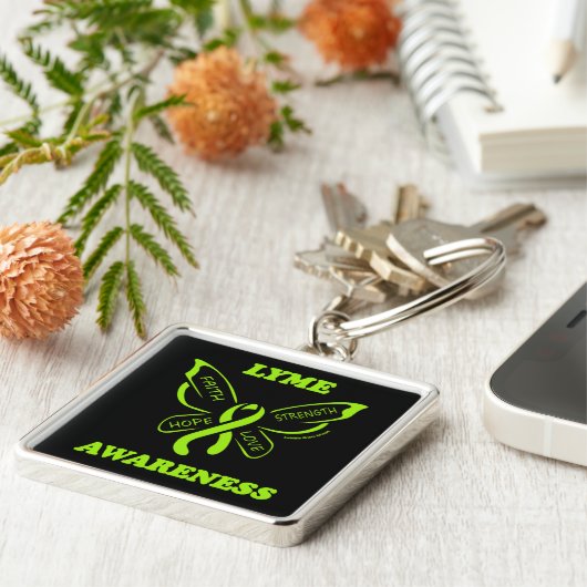 Butterfly/Awareness... Lyme Disease Sleutelhanger (Zijkant)