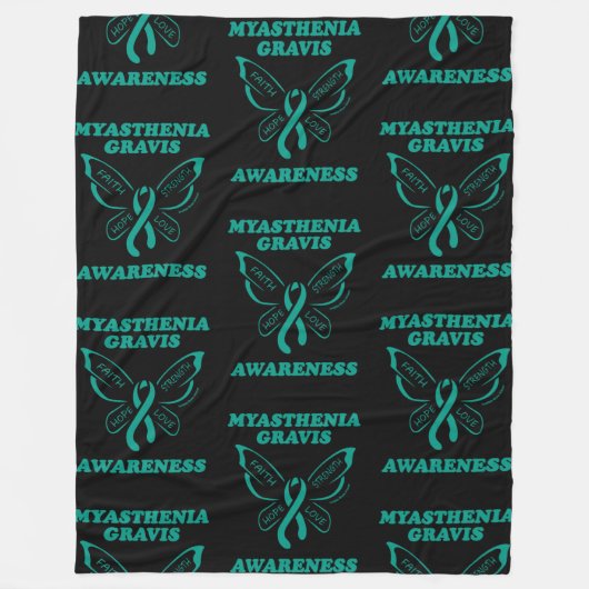 Butterfly/Awareness... Myasthenia Gravis Fleece Bl Deken (Voorkant)