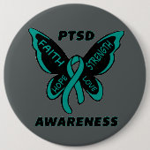Butterfly/Awareness...PTSD Ronde Button 6,0 Cm (Voorkant)