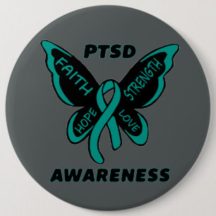 Butterfly/Awareness...PTSD Ronde Button 6,0 Cm