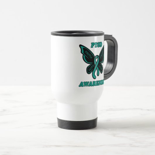 Butterfly/Awareness...PTSD Travel Mug Reisbeker (Voorkant rechts)