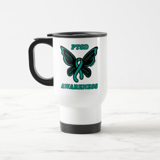 Butterfly/Awareness...PTSD Travel Mug Reisbeker (Links)