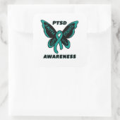 Butterfly/Awareness...PTSD Vierkante Sticker (Tas)