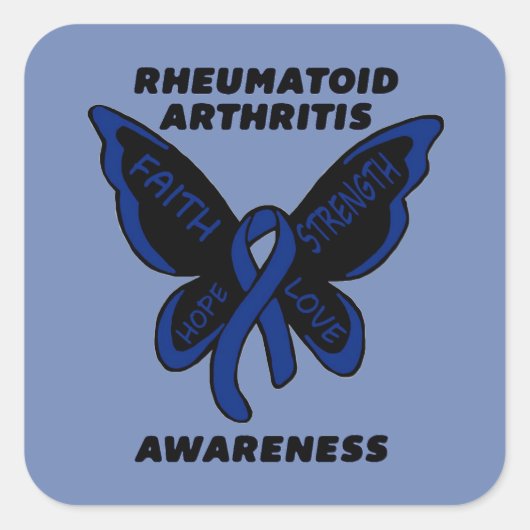 Butterfly/Awareness... Reumatoïde artritis Vierkante Sticker (Voorkant)