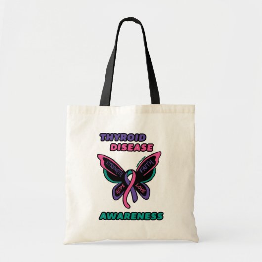 Butterfly/Awareness... Thyroid Disease Tote Bag (Voorkant)