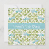 Butterfly Baby Boy Shower Invitations Monogrammed Kaart (Achterkant)