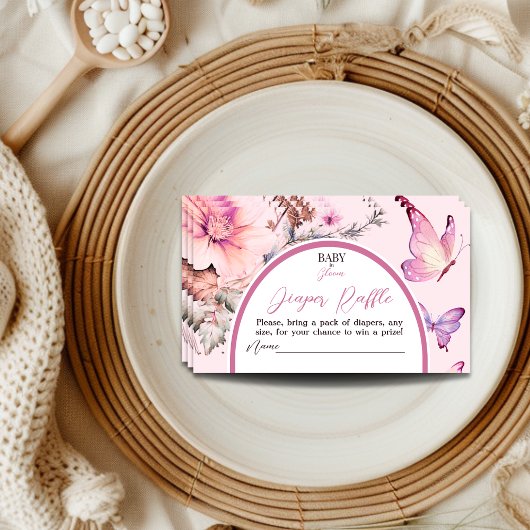 Butterfly Baby in Bloom Baby shower Luier Raffle Informatiekaartje