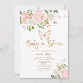 Butterfly Baby in Bloom Blush gouden baby shower Kaart (Voorkant)