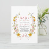 Butterfly Baby in Bloom Bow Roze Wildflower Douche Kaart (Staand voorkant)