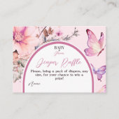 Butterfly Baby in Bloom Girl Baby shower Luier Informatiekaartje (Voorkant)