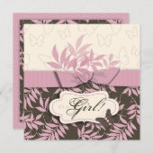 Butterfly Baby Invitation Square Kaart (Voorkant / Achterkant)