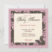 Butterfly Baby Invitation Square Kaart (Achterkant)