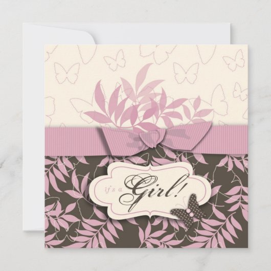 Butterfly Baby Invitation Square Kaart (Voorkant)