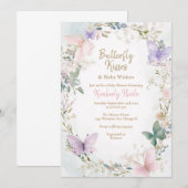 Butterfly baby Pink Butterflies baby shower Kaart (Voorkant / Achterkant)