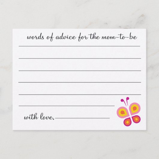 Butterfly - Baby shower Advice Kaarten (Voorkant)