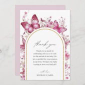 Butterfly Baby shower bedankje Bedankkaart (Voorkant / Achterkant)