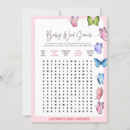 Butterfly Baby shower - bewerkbare naam, 5x7 Kaart