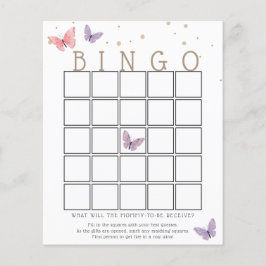 Butterfly Baby shower Bingo Game Card