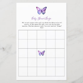 Butterfly Baby shower Bingo Game Elegant Script