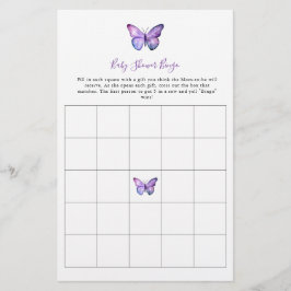 Butterfly Baby shower Bingo Game Elegant Script Flyer