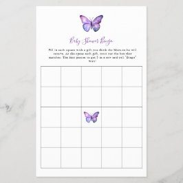 Butterfly Baby shower Bingo Game Elegant Script Flyer