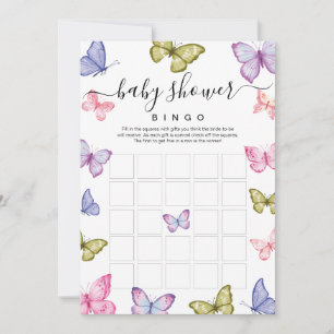 Butterfly Baby shower bingogame Kaart
