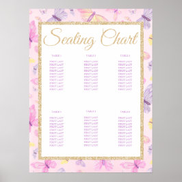 Butterfly Baby Shower Birthday Party Seating Chart Poster