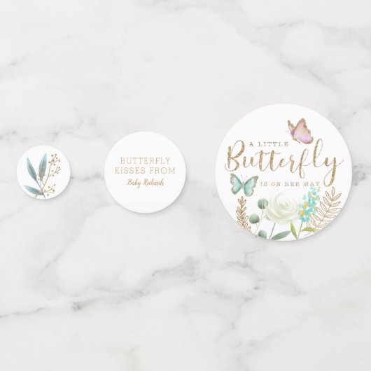 Butterfly Baby shower Bloementuin Confetti (Voorkanten)
