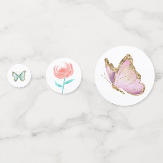 Butterfly Baby shower Bloementuin Confetti (Achterkanten)