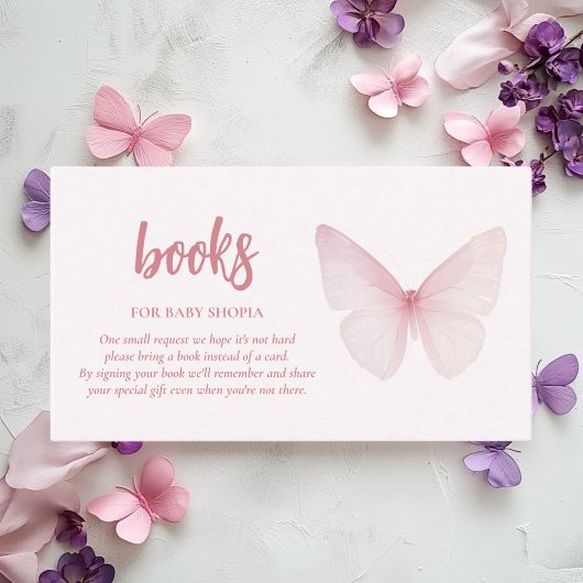 Butterfly Baby shower Boek voor Baby Informatiekaartje