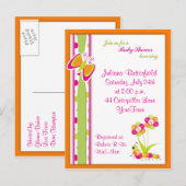 Butterfly & Baby shower Briefkaart Uitnodiging (Voorkant / Achterkant)