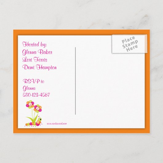 Butterfly & Baby shower Briefkaart Uitnodiging (Achterkant)