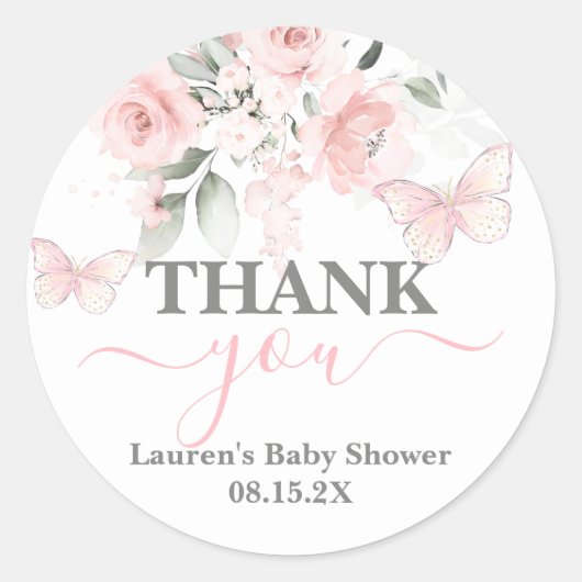 Butterfly Baby shower Classic Round Sticker (Voorkant)