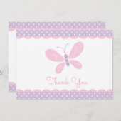 Butterfly Baby shower Dank u paars roze Bedankkaart (Voorkant / Achterkant)