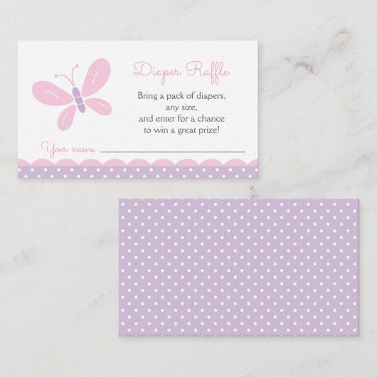 Butterfly Baby shower Diaper Raffle Ticket Informatiekaartje (Voorkant / Achterkant)