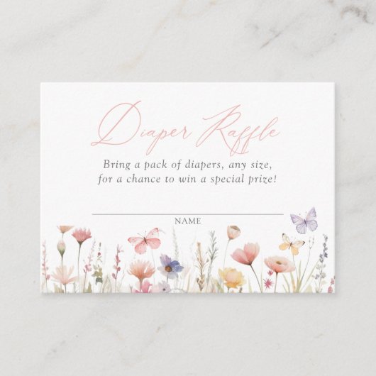 Butterfly Baby shower Diaper Raffle Ticket Informatiekaartje (Voorkant)