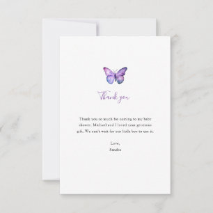 Butterfly-Baby shower - Eenvoudig minimalistisch Bedankkaart