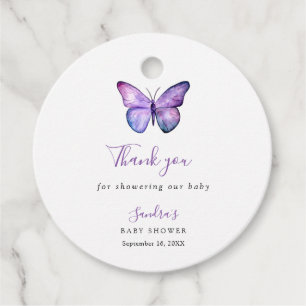 Butterfly Baby shower Elegant Hartelijk dank voor  Bedankjes Labels