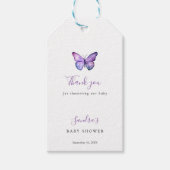 Butterfly Baby shower Elegant Hartelijk dank voor Cadeaulabel (Voorkant)
