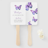Butterfly Baby shower Elegant Hartelijk dank voor Handwaaier (Voorkant en achterkant)