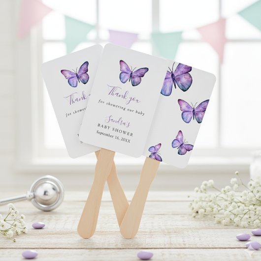 Butterfly Baby shower Elegant Hartelijk dank voor Handwaaier