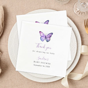 Butterfly Baby shower Elegant Hartelijk dank voor  Servet