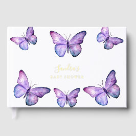 Butterfly Baby shower Elegant Paarse Gastenboek
