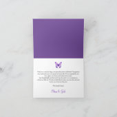 Butterfly Baby shower Elegante Paarse Bloemen Bedankkaart (Binnen)