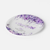 Butterfly Baby shower Elegante Paarse Bloemen Papieren Bordje (Gekanteld)