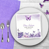 Butterfly Baby shower Elegante Paarse Bloemen Servet