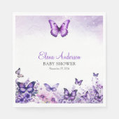 Butterfly Baby shower Elegante Paarse Bloemen Servet (Voorkant)